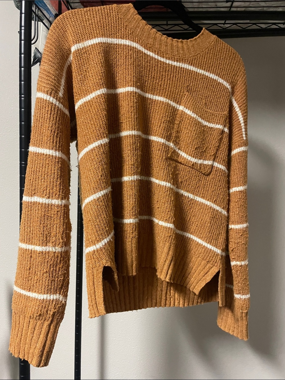 Pink Republic Mustard Striped Long Sleeve Knit Sweater